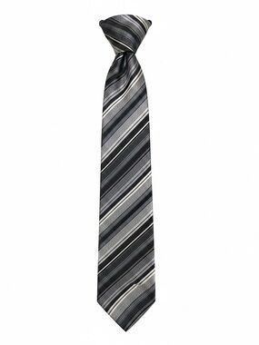 100% Silk Stafford Black and Gray Striped Tie